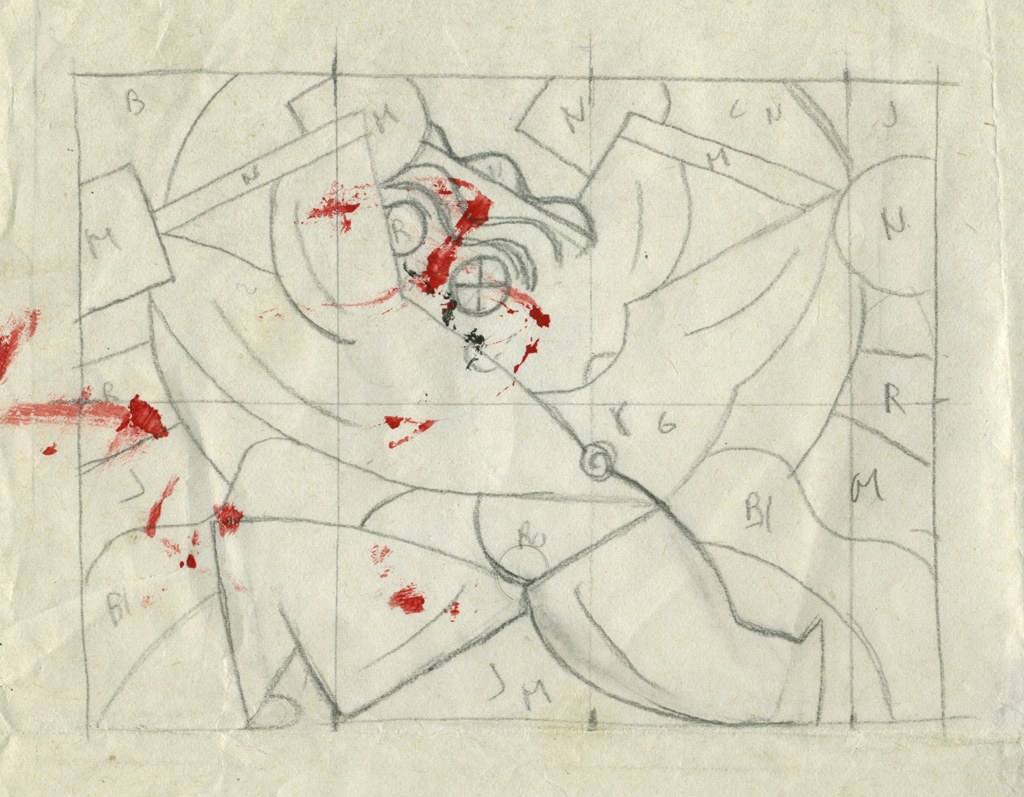 Claude Closky, ‘Weightlifter,’ 1984, preparatory drawing 2, lead pencil and felt-tip pen on paper, 10 x 13 cm.
